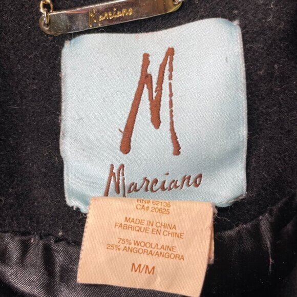 Marciano Wool Peacoat Lined Button Black Winter Coat Jacket Med Preppy - Picture 6 of 7